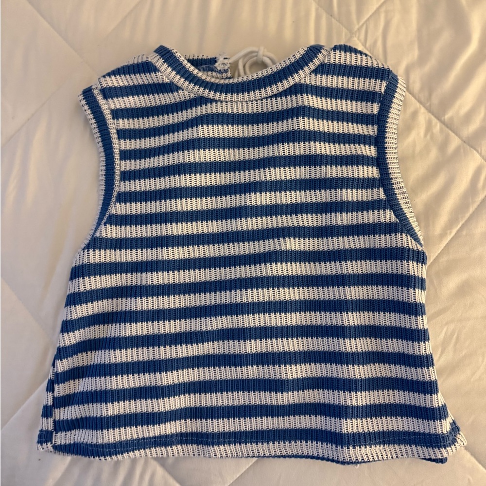 Blue and White Striped Tank Top